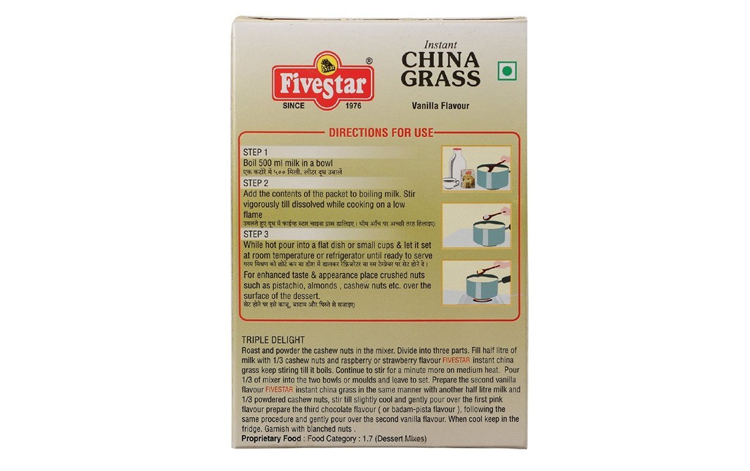 Five Star Instant China Grass, Vanilla Flavour   Box  100 grams